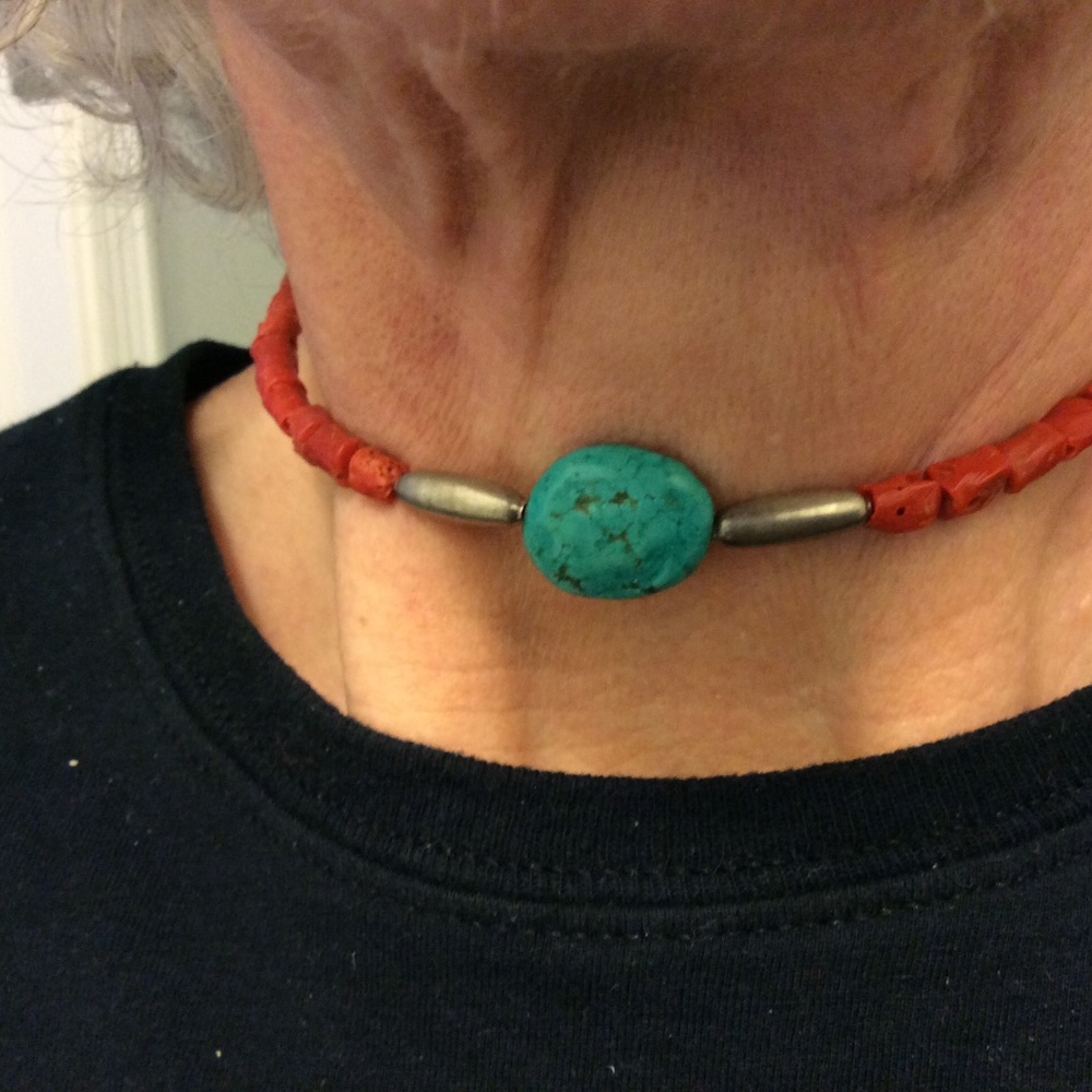 !! HOST PICK !! Turquoise and coral necklace, hand crafted - Picture 2 of 3